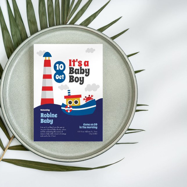 Inbjudan till Retro Nautical Baby Shower (Skapare uppladdad)