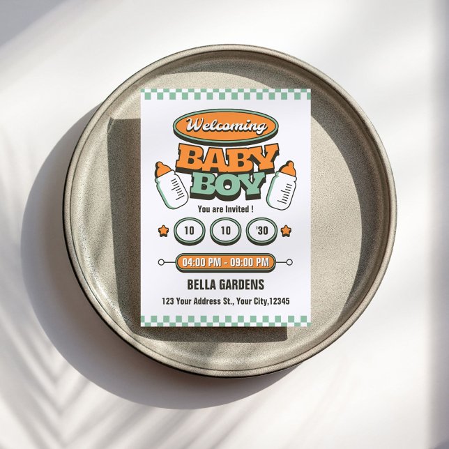 Inbjudan till Retro Pojke Shower (Skapare uppladdad)