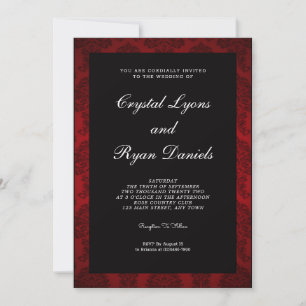 Inbjudan till Retro Red and Black Wedding