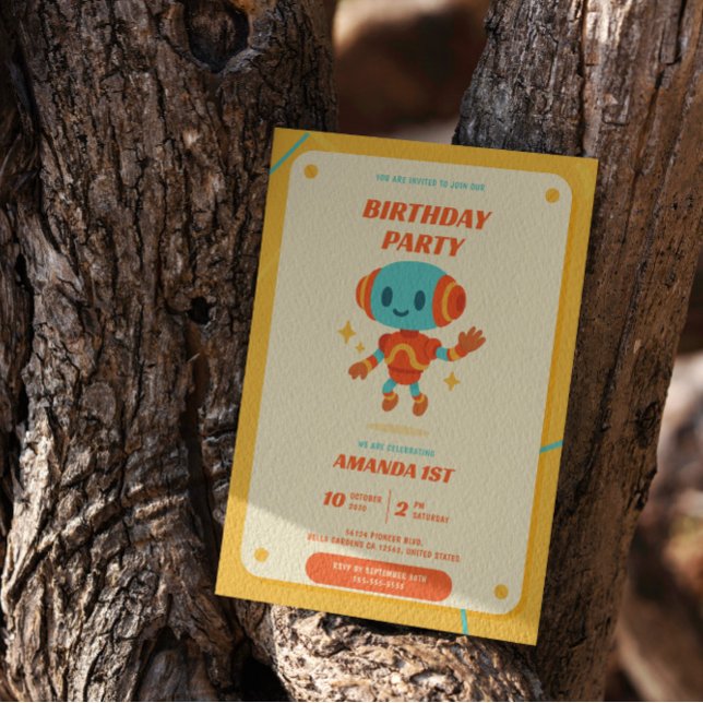 Inbjudan till Retro Robot-födelsedagsdagen (Skapare uppladdad)