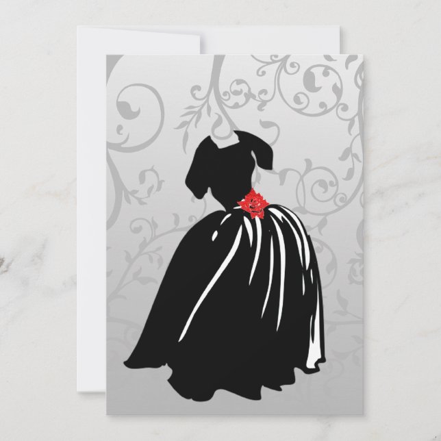 Inbjudan till Retro Röd ros Debutante Boll (Framsida)