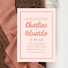 Inbjudan till Retro Rosa- och Red Handwrite-bröllo