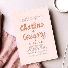 Inbjudan till Retro Rosa- och Red Handwrite-bröllo