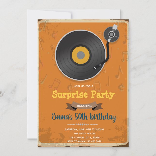 Inbjudan till retro skivparty tema (Framsida)