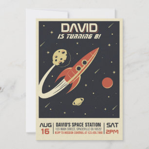 Inbjudan till Retro Space-födelsedagar