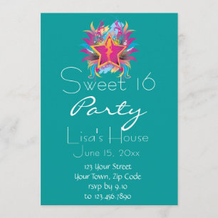 Inbjudan till Retro Star Sweet sixteen födelsedag