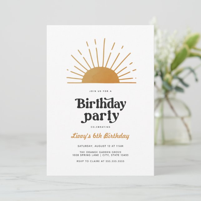 Inbjudan till Retro Sunshine Birthday (Stående Fram)