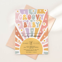 Inbjudan till Retro Sunshine Groovy Baby Shower