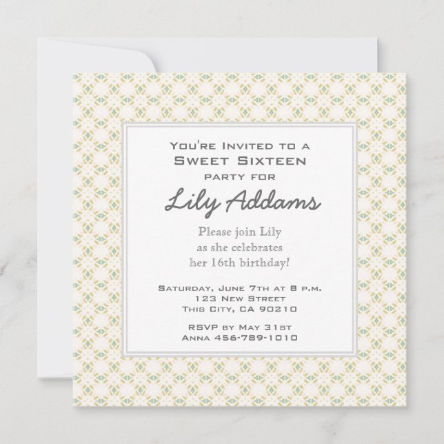 Inbjudan till Retro-Sweet sixteen - Cream (Framsida)