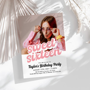 Inbjudan till Retro-Sweet sixteen på födelsedagen