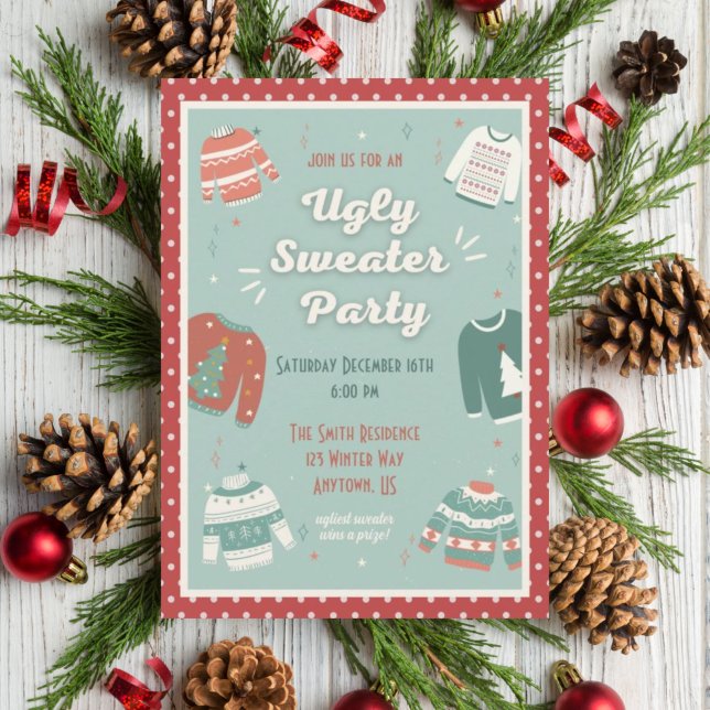 Inbjudan till Retro Ugly Sweater Party Helgdag (Skapare uppladdad)