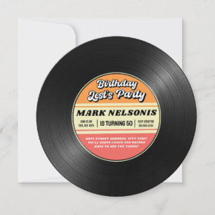 Inbjudan till Retro Vinyl-Födelsedagsfest-post