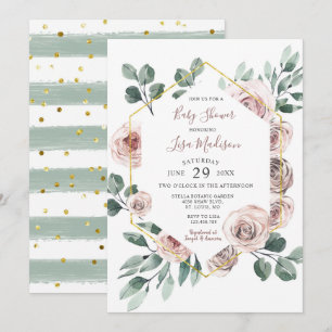 Inbjudan till Ro Blommigt Grey Baby Shower