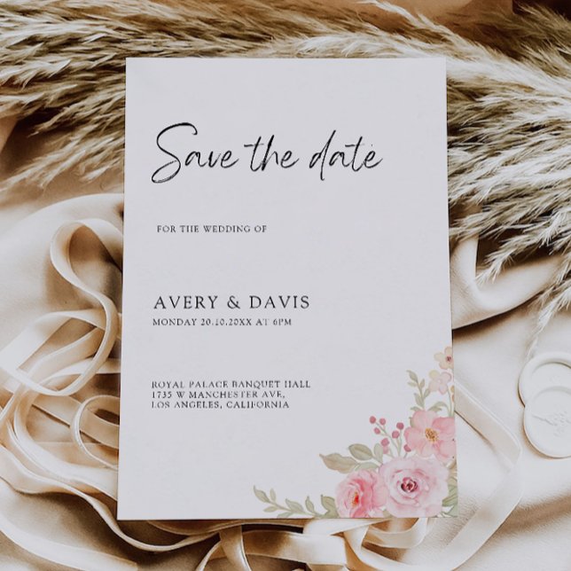 Inbjudan till ro Bröllop spara datum (Rose Wedding Save the Date Invitation)
