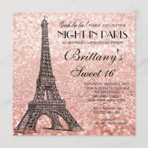 Inbjudan till Ro Eiffel Torn Paris Sweet 16-inbjud