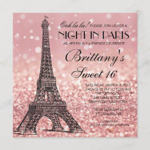 Inbjudan till Ro Eiffel Torn Paris Sweet 16-inbjud