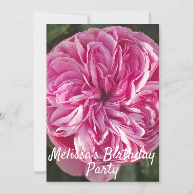 Inbjudan till ro Flower Rosa Birthday Barn Girls (Framsida)