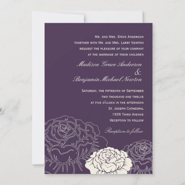 Inbjudan till Ro Garden Wedding - Lila (Framsida)