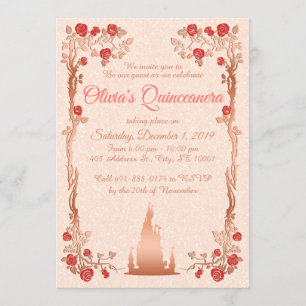 Inbjudan till ro Guld Fairytale Quinceanera