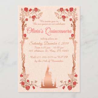 Inbjudan till ro Guld Fairytale Quinceanera