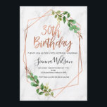 Inbjudan till Ro guld och Marble 30års födelsedag<br><div class="desc">Foliage, faux ro guld line art och marmor 30års födelsedag inbjudan. Den här designen har en kalligrafirubrik för pensel i faux-guld-folie från ro som inte kan ändras och en viss grönt. Bakgrunden är en vit marmorbild. Det är enkelt att bjuda in Marbel och faux ro guld art 30års födelsedag och...</div>