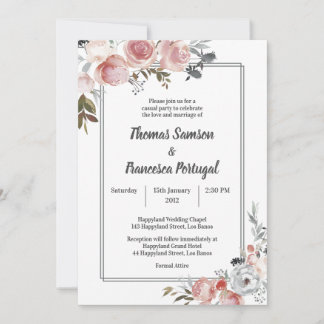 Inbjudan till Ro och Thistle Watercolor Wedding