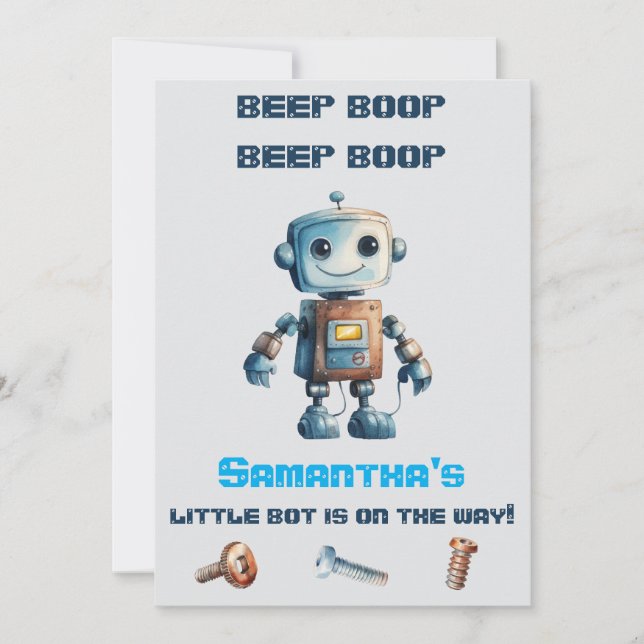 Inbjudan till Robot Baby Shower (Framsida)