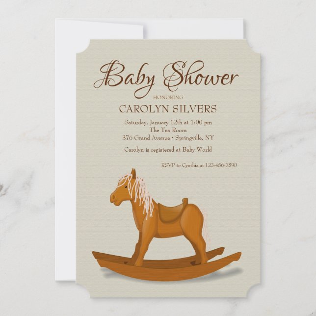 Inbjudan till Rocking Horse Baby Shower (Framsida)