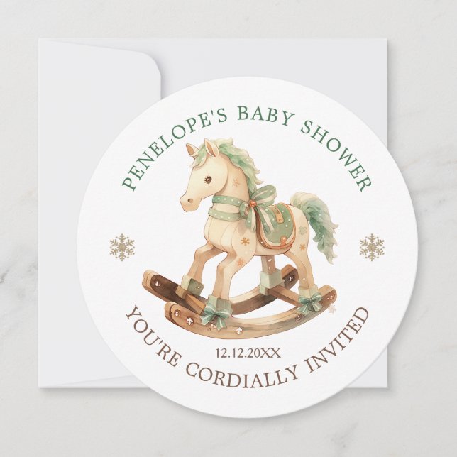 Inbjudan till Rocking Horse Baby Shower (Framsida)