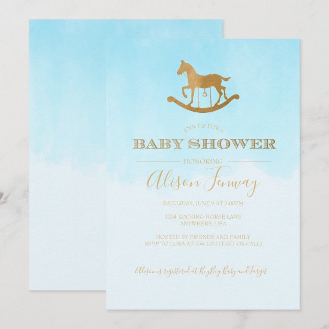 Inbjudan till Rocking Horse Baby Shower (Fram/baksida)