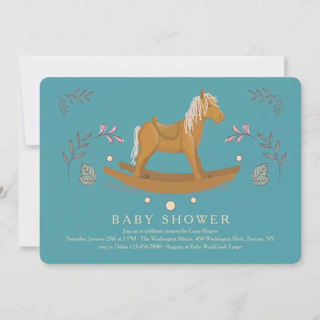 Inbjudan till Rocking Horse Baby Shower (Framsida)