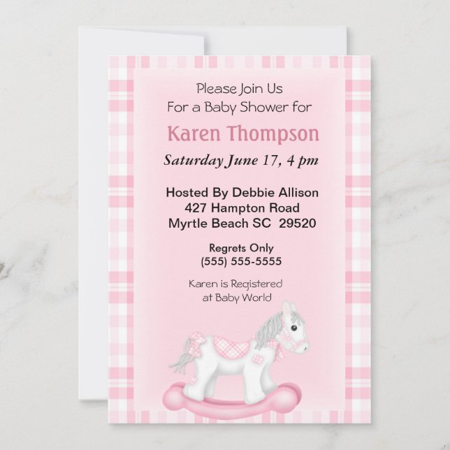 Inbjudan till Rocking Horse Baby Shower (Framsida)