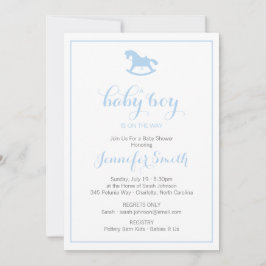 Inbjudan till Rocking Horse Baby Shower Blue