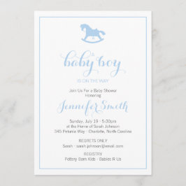 Inbjudan till Rocking Horse Baby Shower Blue