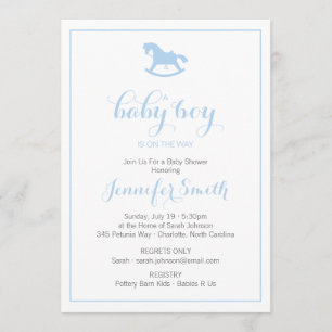 Inbjudan till Rocking Horse Baby Shower Blue
