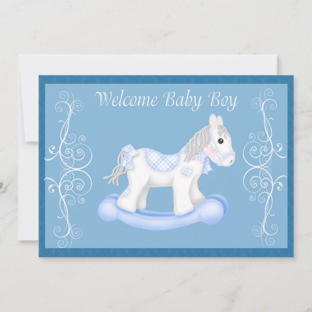 Inbjudan till Rocking Horse Baby Shower (Boy) (Framsida)