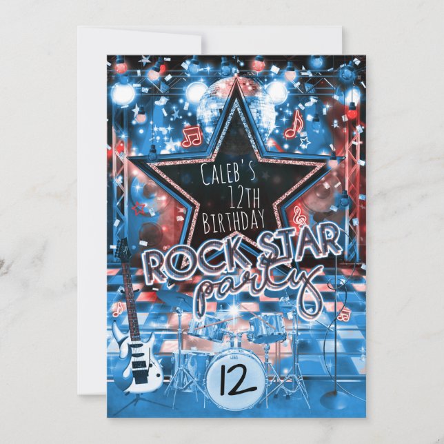 Inbjudan till rockstjärnans musikdansfest på födel (Framsida)