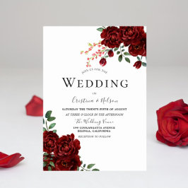 Inbjudan till Röd ros Romantic Blommigt Wedding