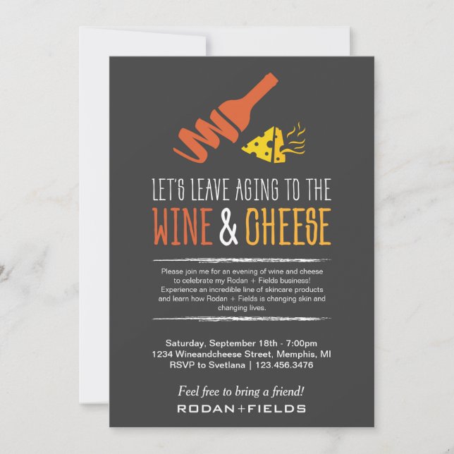 Inbjudan till Rodan och Fält till Vin & Cheese (Framsida)