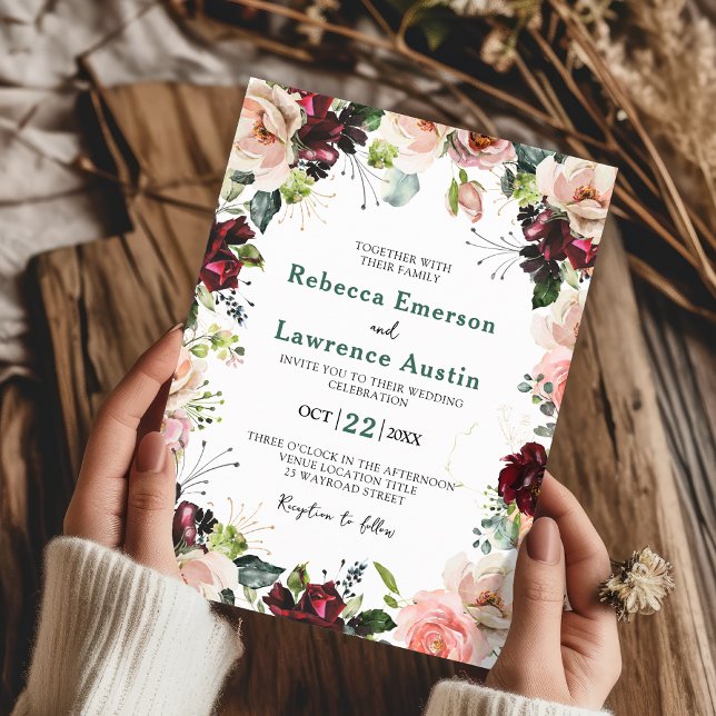  inbjudan till  rödfärgat bröllop med elegant (Skapare uppladdad)