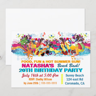 Inbjudan till roligt Beach Saker Beach Party