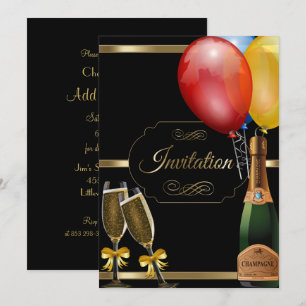Inbjudan till roligt Black och Guld Party Firande