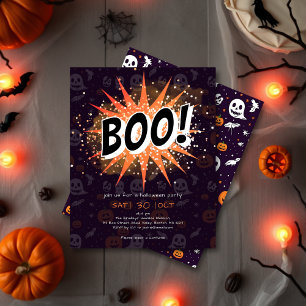 Inbjudan till roligt Black & Orange Boo Halloween