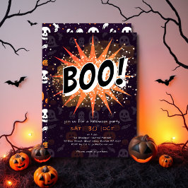 Inbjudan till roligt Black & Orange Boo Halloween