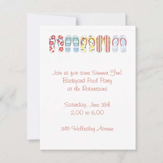 Inbjudan till roligt Flinflip flops (Framsida)