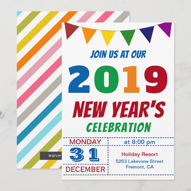 Inbjudan till Roligt för Nyårsafton 2019 (Fram/baksida)