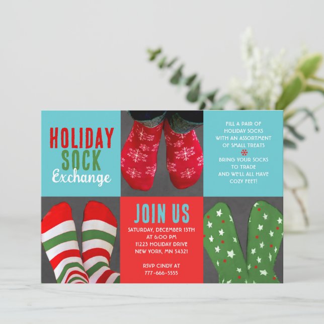 Inbjudan till roligt Helgdag Sock Exchange Party (Stående Fram)