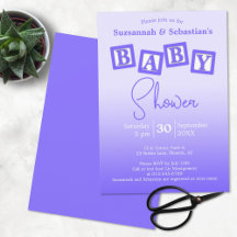 Inbjudan till roligt Lila Ombre BABY Blocks Shower