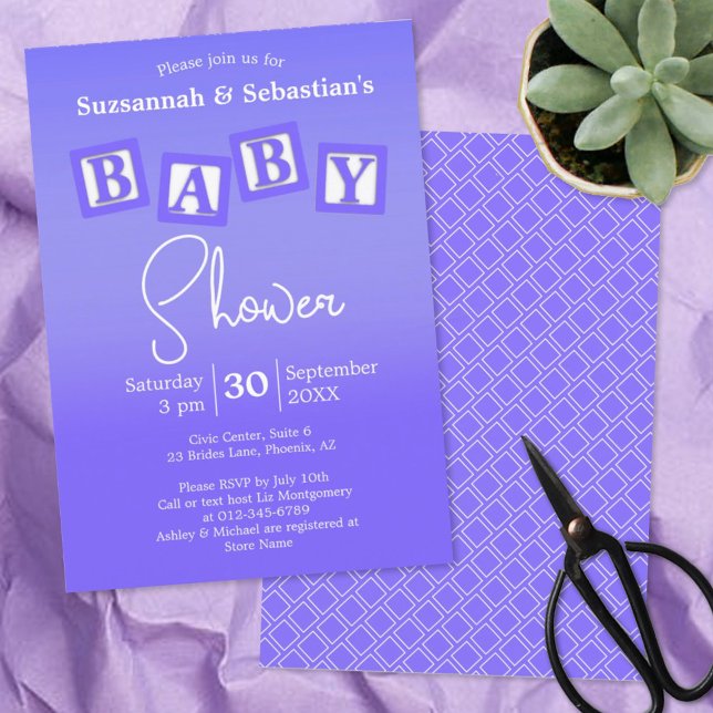 Inbjudan till roligt Lila Ombre BABY Blocks Shower (Skapare uppladdad)