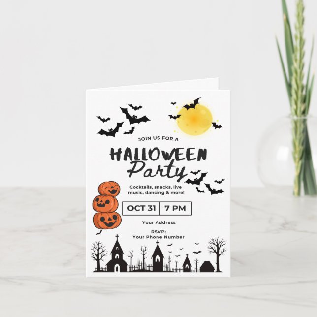 Inbjudan till roligt och Halloween fest med Jack- (Framsida)